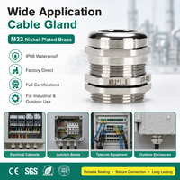 Presse-étoupe en laiton nickelé M32 étanche IP68 pour câbles de 15-22 mm, certifié CE RoHS, vente directe usine