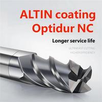 Outil de coupe CNC, fraise, fraise à bout en carbure de tungstène colorée, fraise à bout Altin de 4 mm pour l'aluminium