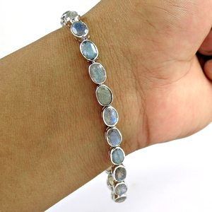 Bracelet délicat de luxe en pierres précieuses de Labradorite naturelle en argent sterling 925 Bracelets de tennis à la mode Bijoux de déclaration pour les femmes - Product Image 1