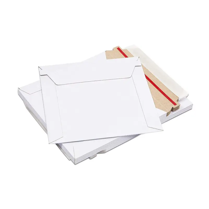 Sobre de cartón plano personalizado al por mayor, bolsa de franqueo, sobre de embalaje de cartón rígido para documentos