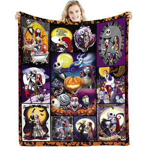 Kustomisasi cepat selimut perjalanan tempat tidur Sofa Festival selimut bulu flanel Jack karakter horor Halloween kualitas tinggi - Product Image 1