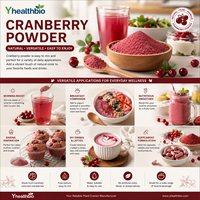 Bubuk Cranberry Larut Air Bubuk Buah Cranberry Alami untuk Formulasi Minuman