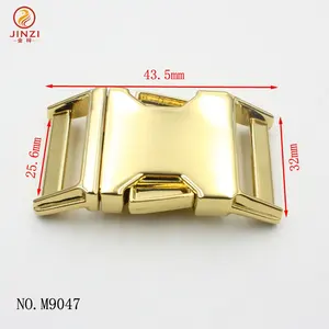 High quality zinc alloy 25mm metal quick release buckle gold finish side release clasp belt buckle for bags