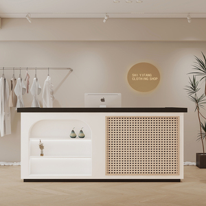 Hiện đại Đá Nhân Tạo LED nhỏ màu đen Salon tiếp tân bàn hiện đại hội trường phía trước bàn tiếp tân truy cập - Product Image 6