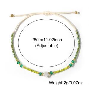 Pulsera Ajustable de Cuentas de Cristal de Colores con Cuentas Espaciadoras de Estrella de Nácar Blanco Estilo Boho, con Cuerda Blanca Trenzada - Product Image 4