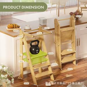 Silla de comedor infantil de madera transfronteriza, taburete para bebé, torre de aprendizaje Montessori para el hogar, lavabo, reposapiés - Product Image 3
