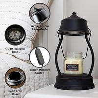 Lanterne chauffe-bougie électrique antique personnalisable, lampe chauffe-cire à intensité variable avec sécurité anti-ouragan et minuterie pour la décoration intérieure