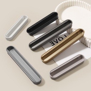 Minimalist Aluminum Alloy Cabinet Handles Bar Shape <b>Drawer</b> <b>Pulls</b> Easy Installation Dark Armor Design - Product Image 1