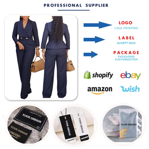 Trajes de Mujer D3357, Conjunto de Blazer <span class=keywords><strong>para</strong></span> Oficina, Blazer con Cuello de <span class=keywords><strong>Traje</strong></span> y Pantalones Anchos de Pierna, Conjunto de Dos Piezas, Trajes Formales <span class=keywords><strong>para</strong></span> Mujer - Product Image 3