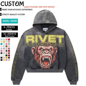 เสื้อฮู้ดดี้ทรงโอเวอร์ไซส์ผ้าฝ้ายเฟรนช์เทอร์รี่พิมพ์ลายกราฟิกสไตล์สตรีทแวร์สำหรับผู้ชายและผู้หญิง รุ่น 6731 - Product Image 1