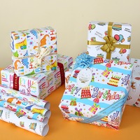 Papel de Regalo Desechable de Doble Cara con Diseño de Pastel de Cumpleaños, Personalizable, Impresión Digital