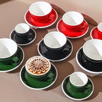 Nueva Taza de Café de Cerámica Europea Gruesa con Platillo, Taza Premium de Color Sólido para Cappuccino, Latte Art y Té de la Tarde
