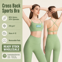 Soutien-gorge de sport dos croisé avec coussinets amovibles, logo personnalisé, bretelles spaghetti, pour femme, idéal pour le yoga, la course, le tennis et les activités physiques – Vente en gros