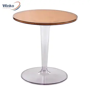 Nordic Ins Acrylic Creative Amber Plastic Round Office Desk Living Dining Room Small Coffee Side Table with Chairs