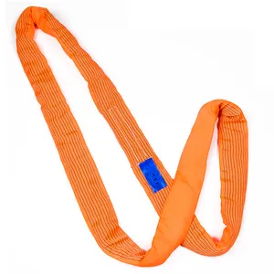 10 Ton 8M Or OEM Length Polyester Round Lifting Belt Sling Orange Color Safety Factor 8:1 7:1 Type