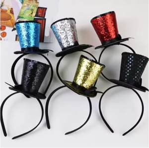 Sombrero tocado Vintage para niños, purpurina exquisita para fiesta de té, disfraz para niños, sombrero de aro de pelo colorido, tocado para <span class=keywords><strong>Halloween</strong></span> - Product Image 1