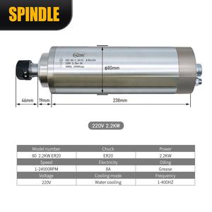 110V 380V ER20 Collet Circulaire 80MM 24000RPM 2.2KW 220V Broche De Refroidissement Par Eau CNC Tour Broche Machine-Outil Broche - Product Image 6