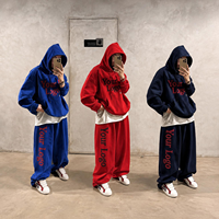 Ensemble de survêtement vintage pour femme, sweat à capuche imprimé lettres délavé et pantalon large, style streetwear oversize, deux pièces OEM ODM