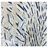 Nouveau design de broderie 3D à rayures bleues, tissu de haute qualité, fait à la main, avec dentelle et perles,