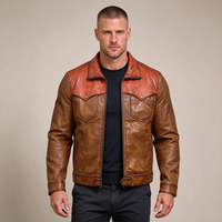 Blouson Bomber en Cuir Vintage pour Homme Style Western Hiver Yellowstone Effet Vieilli Veste de Cowboy Ranch Logo Personnalisé Vente en Gros