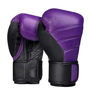 MMA ONEMAX นวมหนัง16ออนซ์,ถุงมือชกมวยหนังนิ่มถุงมือต่อยมวยกีฬาสีม่วง
