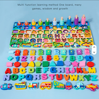 Papan Puzzle Permainan Memancing Kayu Montessori 8 in 1 Warna-warni, Mencocokkan Angka dan Bentuk, Mainan Edukasi untuk Anak Usia 0-24 Bulan