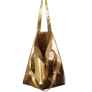 <span class=keywords><strong>Bolso</strong></span> de Mano de Cuero Vegano PU Plateado Metálico Dorado de Moda con Logotipo Personalizado, <span class=keywords><strong>Bolso</strong></span> de Hombro Tipo Tote para Mujer - Product Image 4