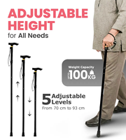 Canne pliable en aluminium de couleur vive, poignée ergonomique, légère, portable, hauteur réglable, durable pour personnes âgées, 113 kg