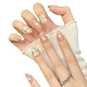 <span class=keywords><strong>Uñas</strong></span> Postizas Hechas a Mano: Parches de <span class=keywords><strong>Uñas</strong></span> <span class=keywords><strong>con</strong></span> Diseño de Racimo de <span class=keywords><strong>Flores</strong></span> Color Albaricoque Cálido y <span class=keywords><strong>Flores</strong></span> <span class=keywords><strong>Pequeñas</strong></span> Frescas Pintadas a Mano - Product Image 1
