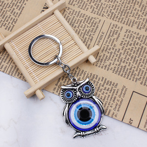 Porte-clés hibou en métal avec breloque de Style Vintage bleu porte-bonheur turc mauvais œil pour clés - Product Image 4