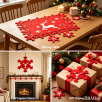 Joyeux Noël – Sous-verres et sets de table en feutre non tissé écologique de 2 mm d'épaisseur, motifs de dessins animés mignons, pour la décoration de la maison et des repas de Noël