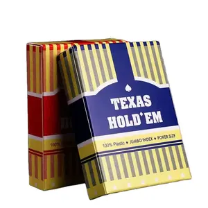 Kartu bermain plastik Poker tahan air populer kelas atas Texas Hold'em jumlah besar 63*88mm papan permainan