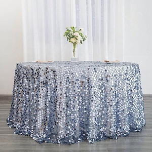 Mantel de lentejuelas sin costuras redondo de 120 pulgadas, mantel de lentejuelas plateadas de pago grande <span class=keywords><strong>para</strong></span> eventos, fiestas de bodas - Product Image 1