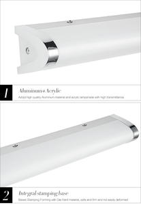 Applique murale LED moderne 3500K blanc chaud, corps en aluminium, abat-jour rectangulaire, éclairage de miroir de salle de bain, montage en surface, design minimaliste - Product Image 6