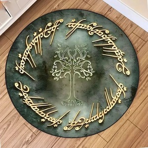 Tappeto Rotondo Tema Il Signore degli Anelli, Tappetino Antiscivolo Morbido con Scritta <span class=keywords><strong>di</strong></span> Mordor e <span class=keywords><strong>Terra</strong></span> <span class=keywords><strong>di</strong></span> <span class=keywords><strong>Mezzo</strong></span> per Sala Cinema, Soggiorno, Arredamento Casa - Product Image 3