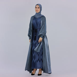 Vêtements islamiques grande taille robes pour femmes Abaya modeste nouveaux modèles 2023 robe musulmane abaya en polyester brillant pour femmes - Product Image 4