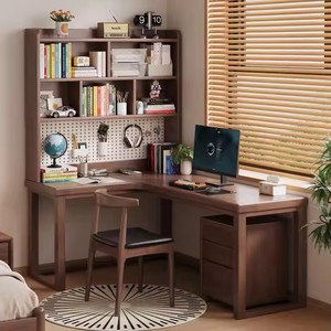 <span class=keywords><strong>Escritorio</strong></span> de madera maciza <span class=keywords><strong>en</strong></span> <span class=keywords><strong>forma</strong></span> de <span class=keywords><strong>L</strong></span> con diseño minimalista de estilo moderno con estantería, <span class=keywords><strong>escritorio</strong></span> de oficina integrado, <span class=keywords><strong>escritorio</strong></span> de estudio para el hogar a la venta - Product Image 6