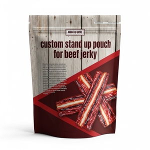 Custom Heat Seal Moisture <b>Proof</b> Food Grade Plastic Stand up Zipper Bags High Barrier Laminated Resealable Pouches for Beef Jerky - Product Image 1