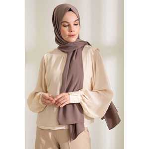 ผ้าคลุมศีรษะเมดินา ซิลค์ ชาล สีมิงค์เข้ม ผ้าพันคอผู้หญิงทรงยาว ดีไซน์หรูหรา เนื้อผ้านุ่ม น้ำหนักเบา แฟชั่นสุดหรู - Product Image 3