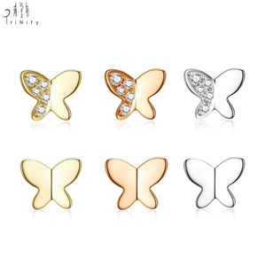 Pendientes de Mariposa Asimétricos Hechos a Mano de Alta Calidad, Joyería de Oro Sólido de 18K, Pendientes Brillantes con Diamantes Naturales - Product Image 1