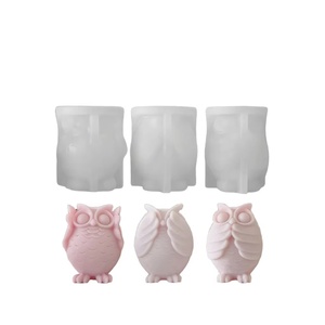 Molde de silicona 3D de búho para velas, divertidos animales de dibujos animados para adornos de resina DIY y velas aromáticas, herramientas para pasteles - Product Image 1