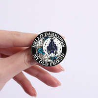 Pin de Esmalte Hello Darkness My Old Friend, Letras de Música Folk, Broche Gótico con Diseño de Murciélago y Flor, Insignia de Solapa, Venta al por Mayor