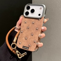 Coque de téléphone souple XP763 marron à nœud floral pour iPhone 17 Pro Max, Apple 16, 14, 13 – Collection Automne/Hiver