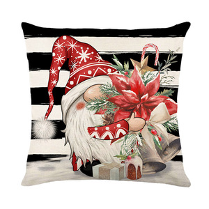 45*45cm Hello Winter Love Letter Gnome Funda de almohada de lino Funda de cojín de Navidad Funda de cojín de sofá para el hogar - Product Image 4