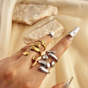 Juego de 3 Anillos Ajustables de Acero Inoxidable con Baño de Oro de 18k, Estilo Punk, Joyería de Moda al por Mayor - Product Image 3