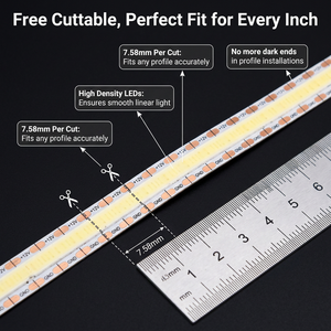 Bande LED COB professionnelle 528 puces, mini-coupées, dotée de la technologie à courant constant assurant un effet linéaire premium - Product Image 6