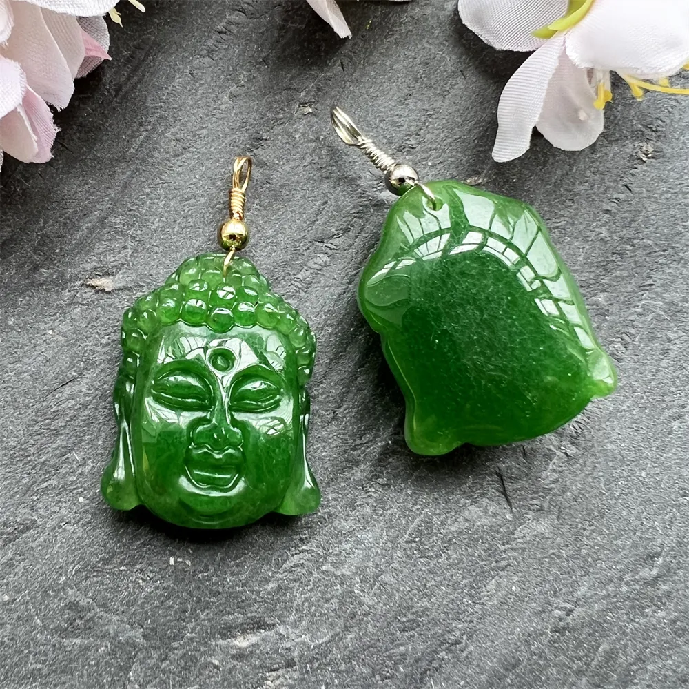 Новое поступление, ожерелье Будды золотого/серебряного зеленого нефрита, подвеска на удачу, очаровательное ювелирное изделие Будды из натурального Малайского нефрита унисекс
