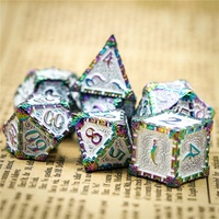 Pour Udixi Logo personnalisé 7 pièces donjons et Dragons RPG jeu de dés en métal polyédrique arc-en-ciel noir emballé dans une boîte en métal