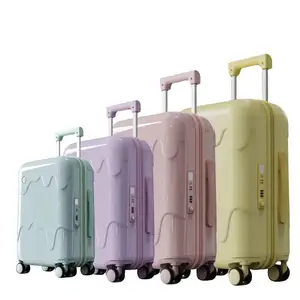 Eco friendly PC Luggage suitcase zipper travelling trolley case anti scratch trolley for women boaring cases 20inch