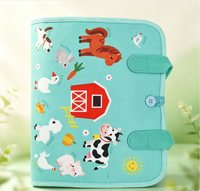 Livre en feutre pour tout-petits, livre silencieux sur le thème de la ferme, livre d'activités en feutre bleu, facile à transporter, jouets pour enfants